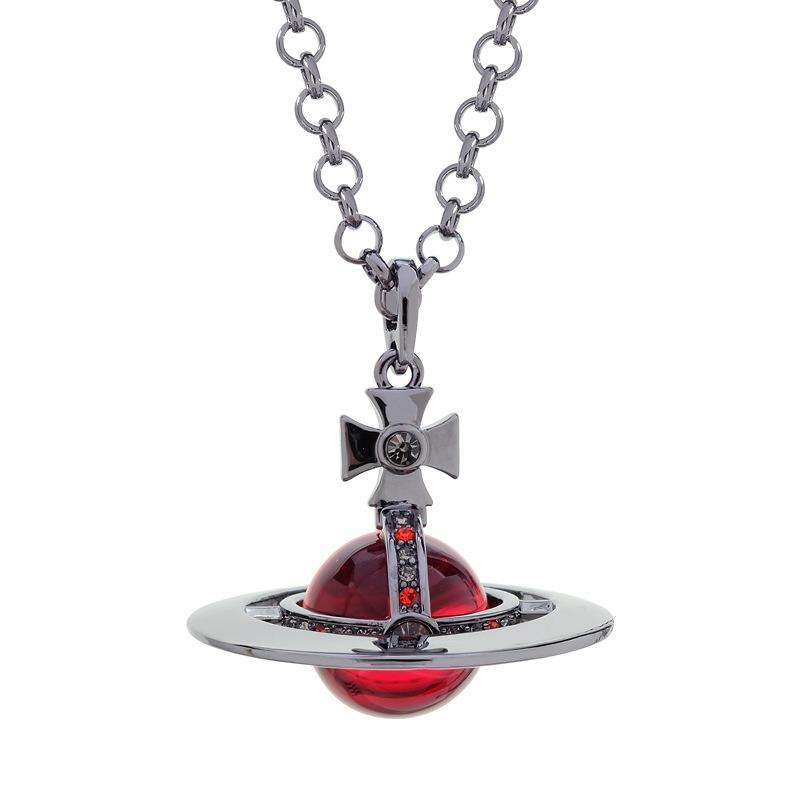 Kaiserinwitwe Weinrebe Vivienne groß m farbige Perlen Diamant dreidimensional Erde Planet Halskette Pulloverkette Damen