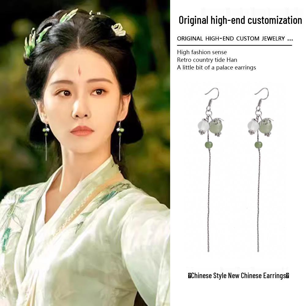 Серьги Ципао «Серебряная игла»: Элегантные, в придворном стиле, легкая роскошь, ретро-подвески для женщин