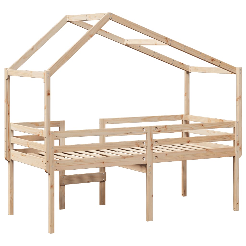 High Bed with Roof 80x200 Cm Solid Pine Wood