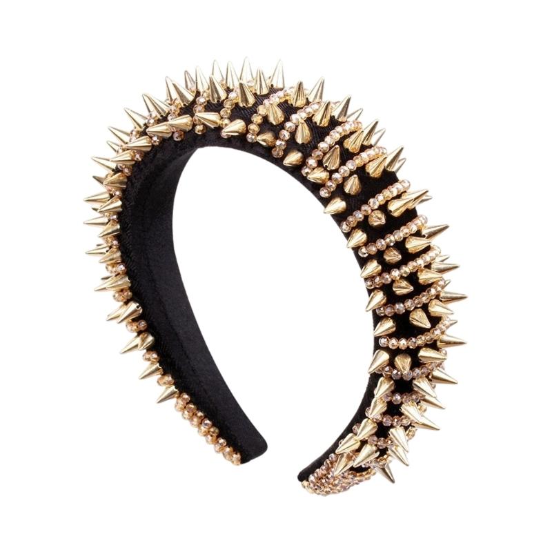 

Edgy Rhinestones Embellished Hairband Light weight Comfortable Perfect For Festivals And Formal Event золотий