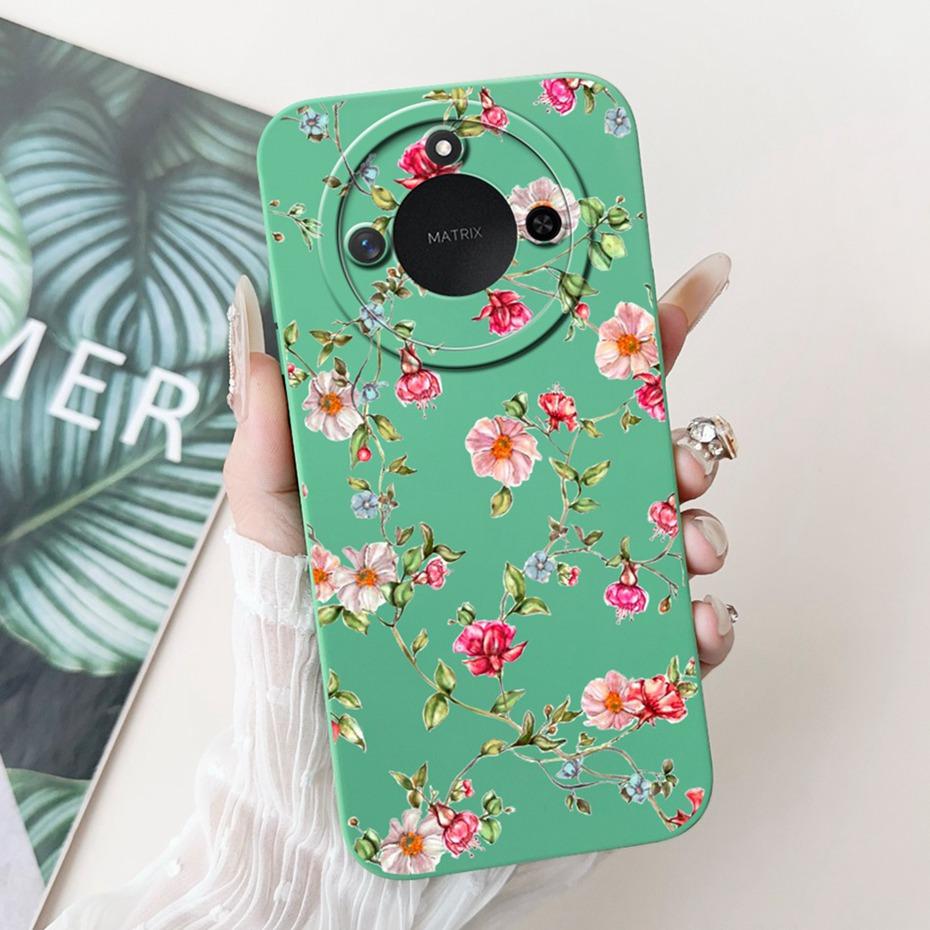 Phone Case For Honor X9c Smart 5G Pretty Girl Flower Printed Soft Silicone Back Cover For Honor X9C X9cSmart Cases Bumpers