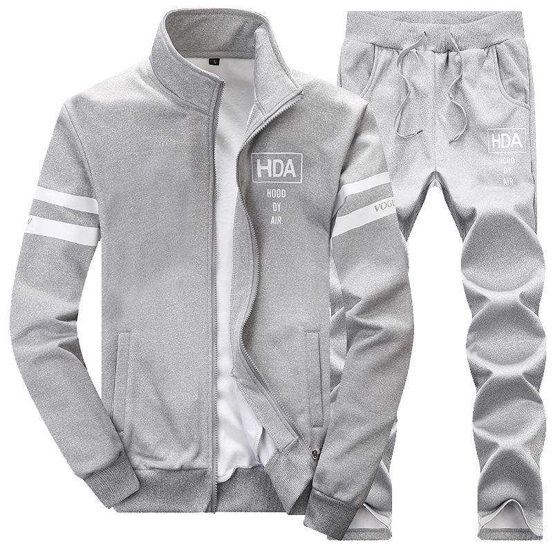 

Men S Fashion Casual Stand -Up Collar Long -Sleeved Sweater Jacket Sports L сірий