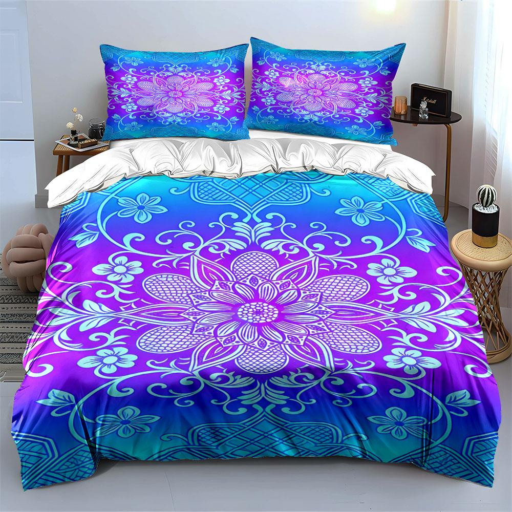 Mandala with floral motifs. Bedding sets Duvet cover sets Duvet covers Pillowcases(1* Duvet Cover 2* Pillowcases without duvet insert)