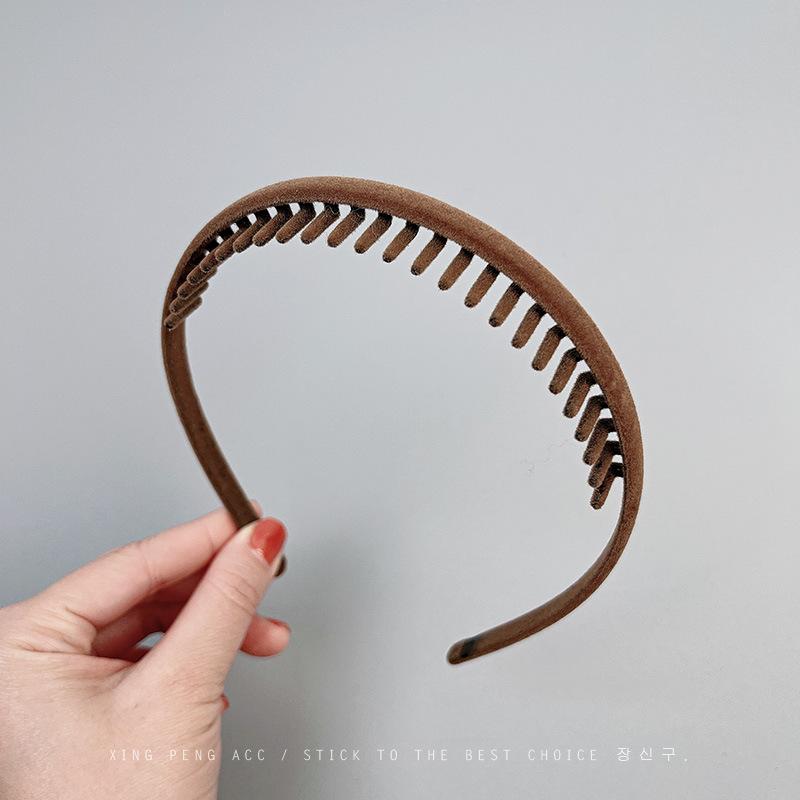 Washing Face Headband for Women Flocking Headband with Teeth Broken Hair Tidying Hair Pressing Non-slip Hairpin Headdress