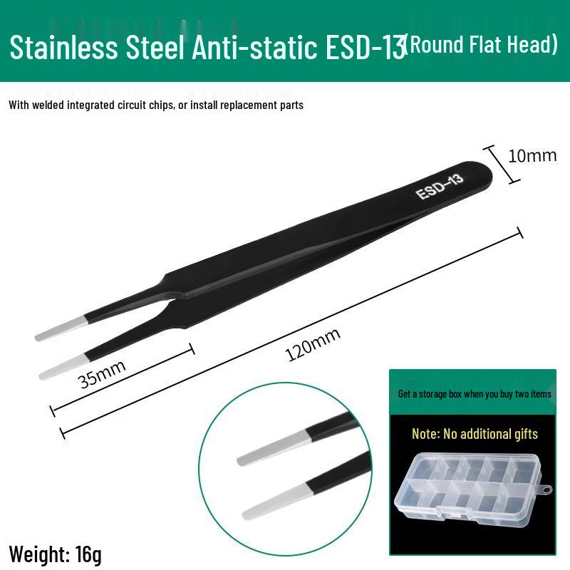 Bao Lian Anti-static Stainless Steel Tweezers - Bent Tip & Fine Pointed Tip for Precision Bird's Nest Hair & Blackhead Removal