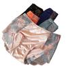 1PC Lace Printed Flower Underwear Mid Waist Briefs Women Panties Hollow Cotton Breathable Underpants Silk