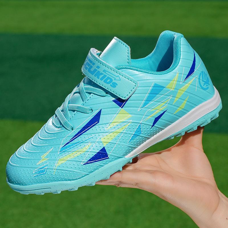 Children's football shoes Velcro shoelace buckle TF rubber sole artificial turf training shoes for primary school students