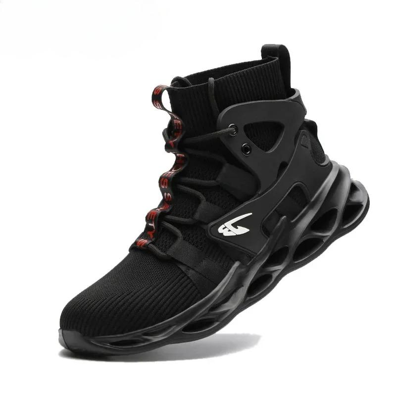 

Men s Safety Shoes Steel Toe Soft Soled Safety Shoes Men s Boots Puncture Resistant Slip-Resistant Lightweight Work Shoes 48 чёрный