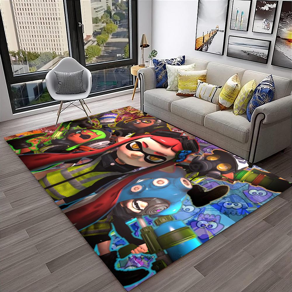 3D Games Splatoon3,PC Gamer Cartoon Carpet Rug for Home Living Room Bedroom Sofa Doormat Decor,kids Area Rug Non-slip Floor Mat