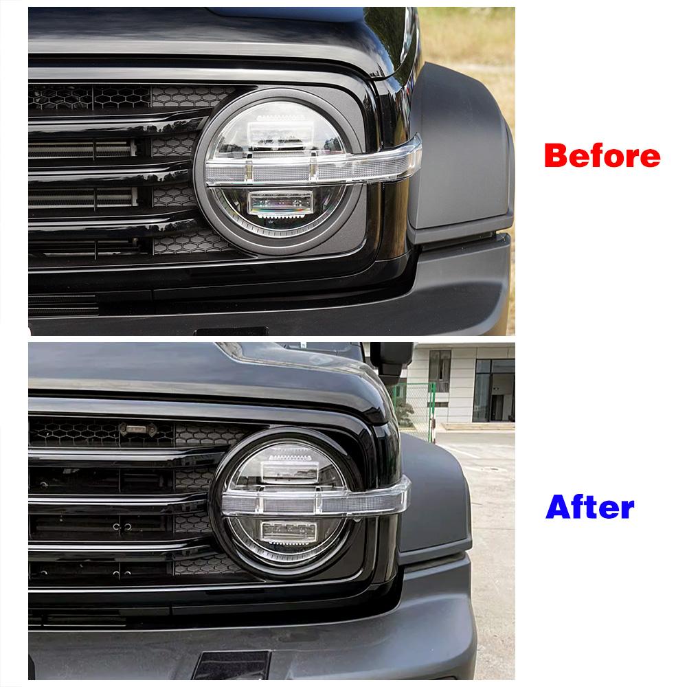 Für GWM Tank 300 2024 2024 Chrom Schwarz Carbon Scheinwerfer Lampe Augenlid Rahmen Abdeckung Trim Scheinwerfer Augenbraue Außen Zubehör