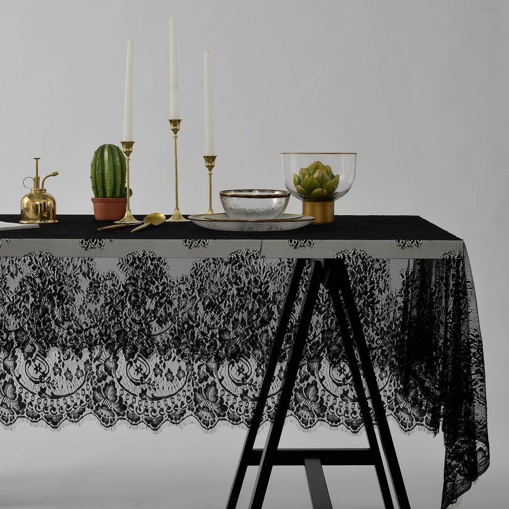 American Country Lace Tablecloth Black White Napkin Tea Table Eyelash Cafe Book Table Cloth
