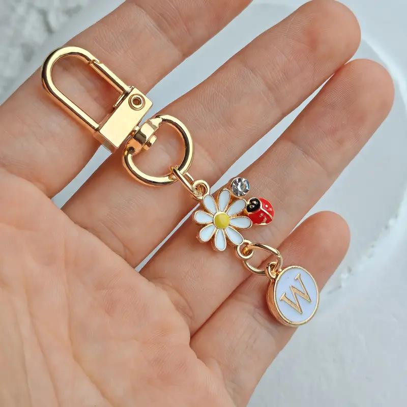 Ladybug A-Z Alphabet Pendants Keyring Initials 26 Letters Keychains Handbag Ornaments Diy Girls Kids Jewelry Gifts