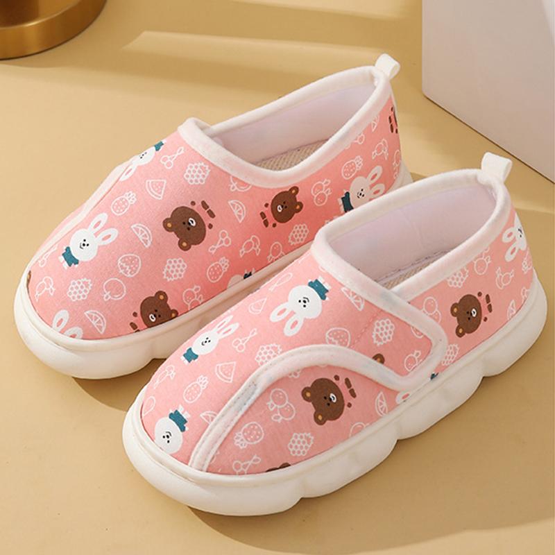 Fashion New Cartoon Animal Cotton Slippers Woman Winter Hook and Loop Bag and Cotton Shoes Women Warm Non-Slip Flat Slides Female