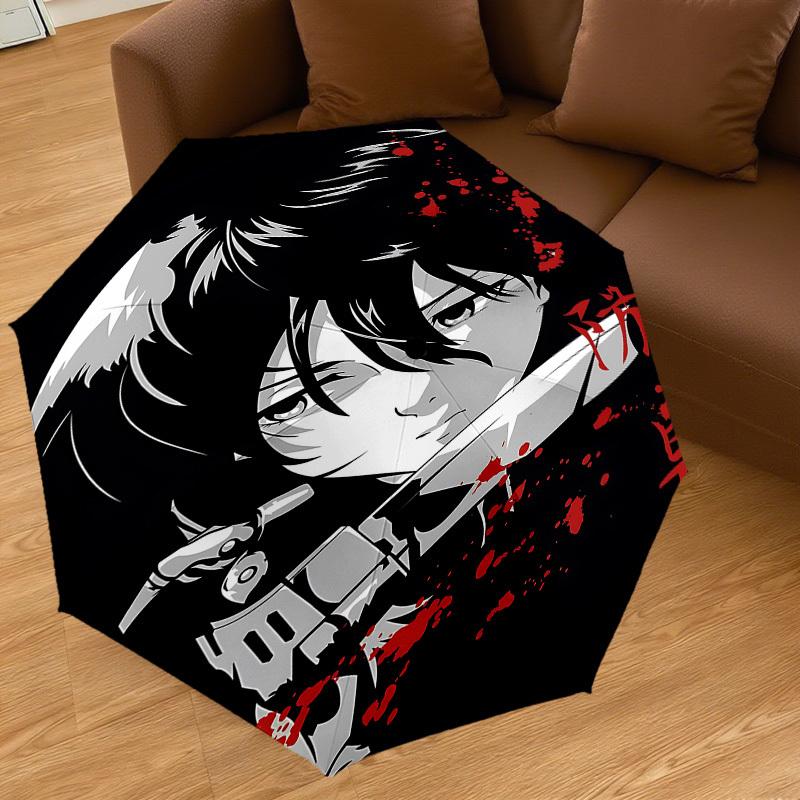1PC Sword Blood Automatic Open/Close Umbrella with Windproof, 8-Rib Sturdy Canopy, Durable Ribs, Fashionable Design, Outdoor Accessory, Fun Prin, Holi