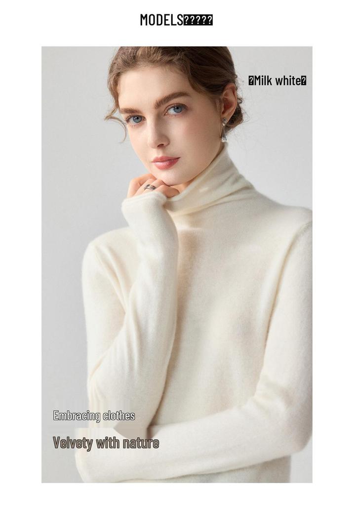 Women's Cashmere High-Neck Loose Pullover Knit Sweater