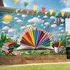 Colorful Pencil & Book Backdrop, Art Classroom Photography Background