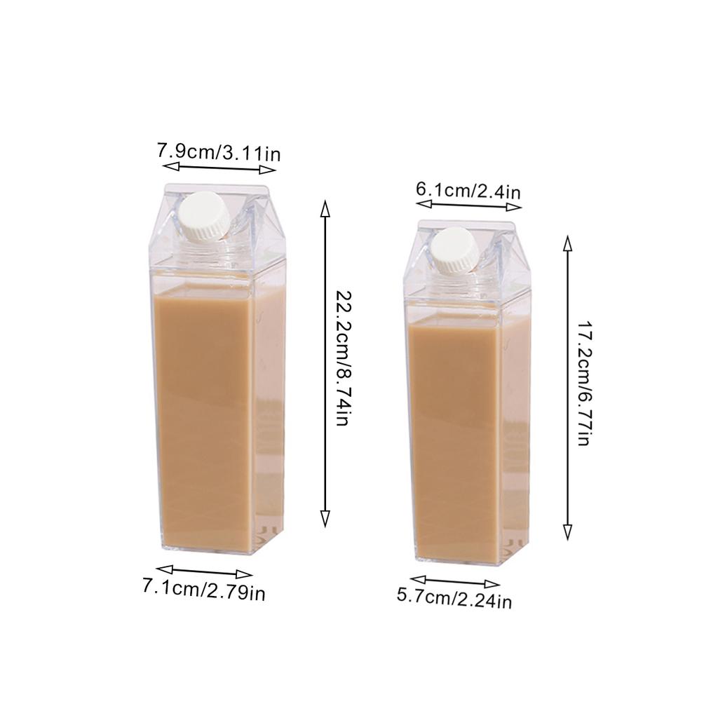 Nouvelle Bouteille d'Eau Transparente en Carton de Lait Boîte à Lait Jus Réutilisable Facile à Transporter Convient pour les Sports de Plein Air les Voyages et le Camping