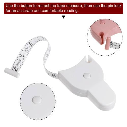 uxcell Body Measuring Tape, 150cm Automatic Retractable Measuring Tape with Locking Pin and Push Button for Body Measurements, Sewing, Fabric, and Clo
