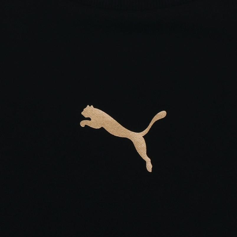 Puma Logo Solid Color Fleece Lined Casual Round Neck Black Men's 587665-01