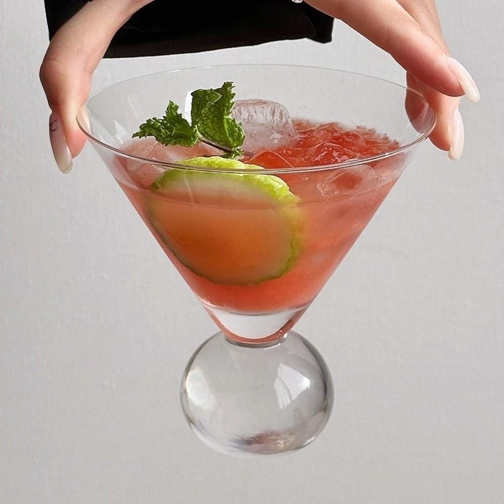 Transparent Wine Glass Short Foot Champagne Glass Unique Cocktail Glasses Bubble Water