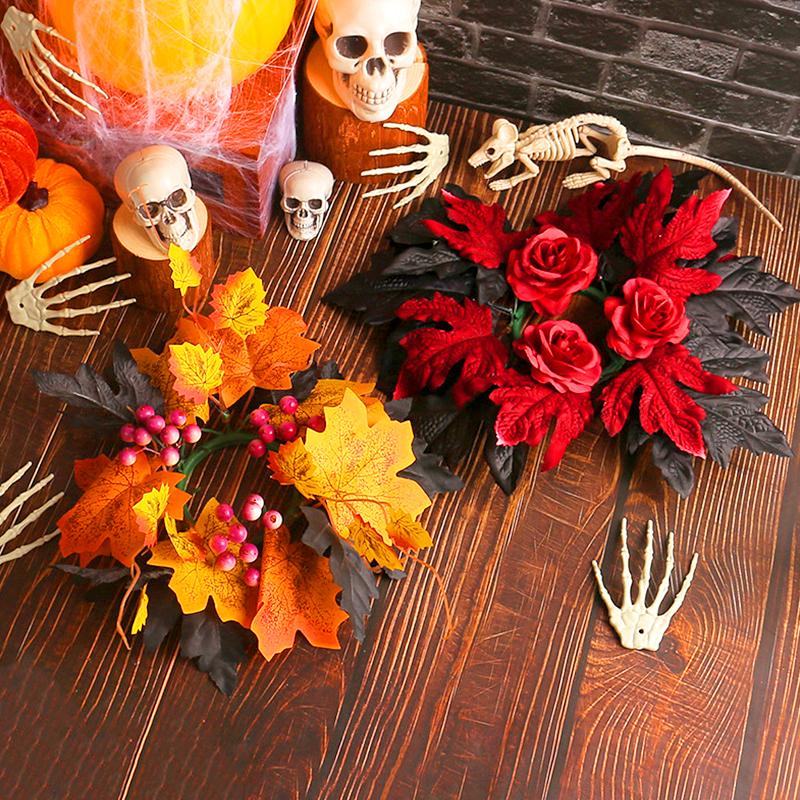 

Гирлянда из кленовых листьев на Хэллоуин, деревенский осенний венок, праздничный венок из кленовых листьев на Хэллоуин, гирлянда для дома