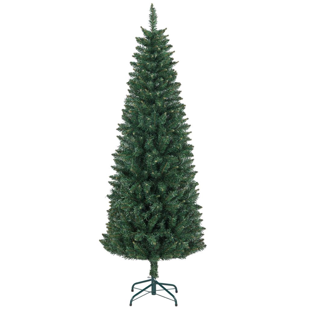 Artificial Christmas Tree 180 cm Slim Christmas Tree with Foldable Steel Stand, 479 Needle Branches Green