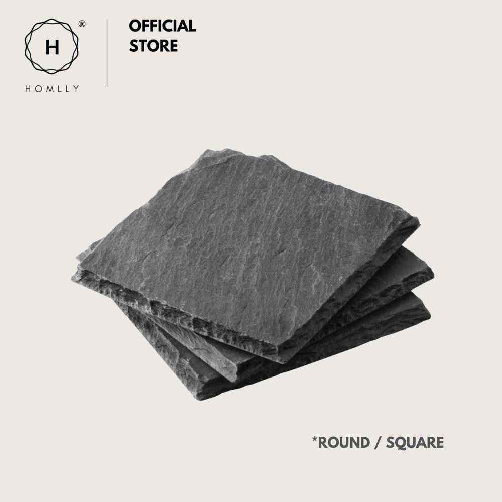 Homlly Slate Stone Drink Coasters (Set of 4pcs)