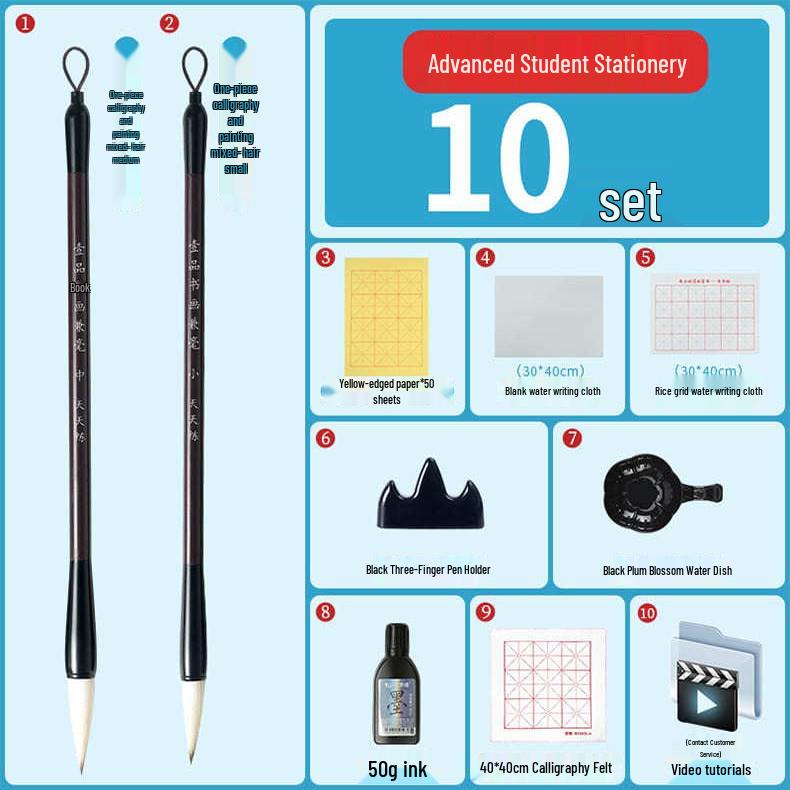 

Wenchang Complete Calligraphy Set: Brush, Ink, Paper & Inkstone – Four Treasures of the Study