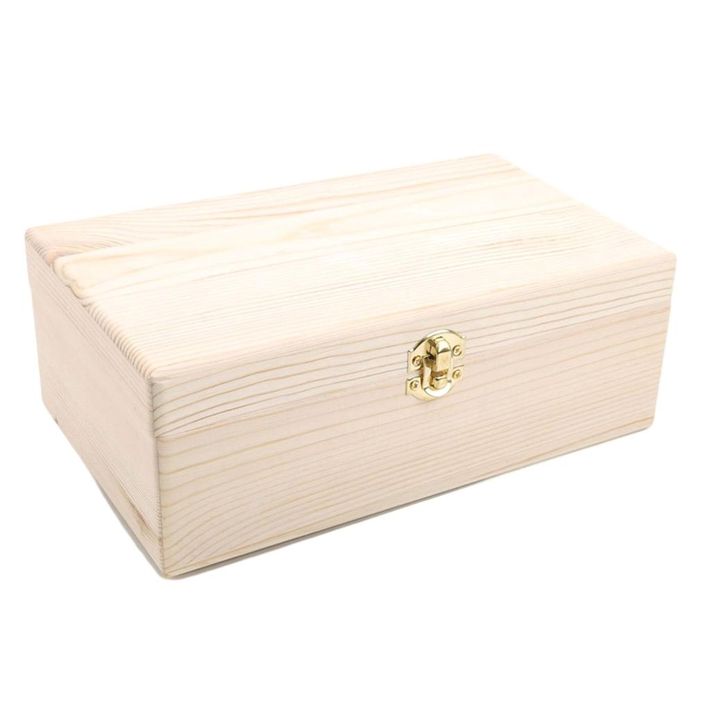 Home Storage Box Natural Wooden with Lid Golden Lock Postcard Organizer Handmade Craft Jewelry Case Wooden Box Casket