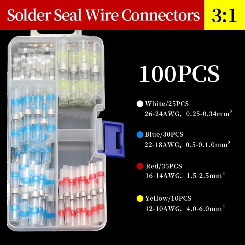 

Solder Seal Wire Connectors Kit Heat Shrink Butt Crimp Terminals Waterproof Electrical Cable Splice Connector