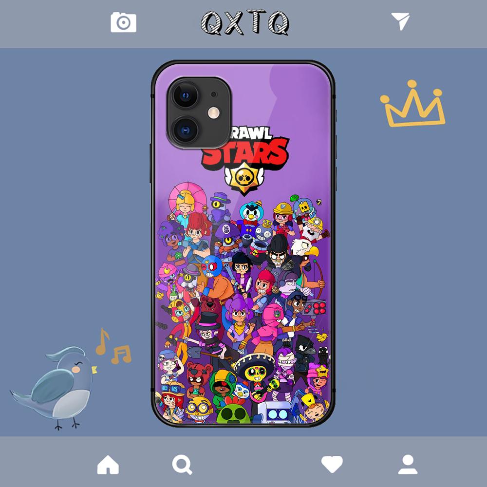 Kreslený herní kryt Brawl Stars pro iPhone Samsung Galaxy Redmi Note S 17 16 15 14 13 20 24 25 54 Pro Max Ultra Fe Kryt z tvrzeného skla