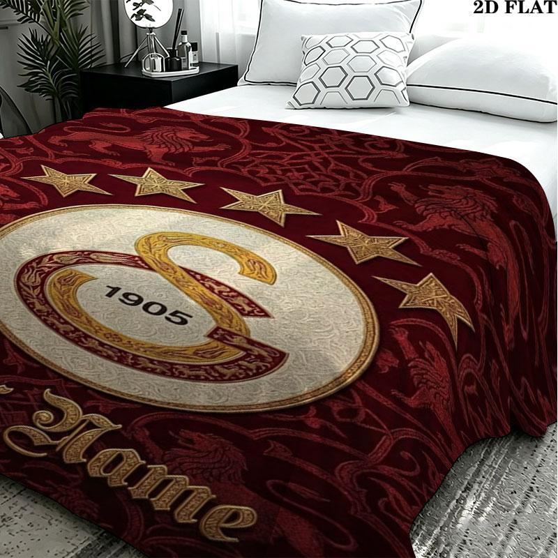 1PC Galatasaray S Custom Name Patterned Flannel Blanket Suitable For All Seasons for Home Decor Warmth and Comfort Gifts Holiday Present