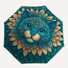 Floral Mandala Cat Wall Art Decor Umbrella, Portable 3-Fold Compact Umbrella for Men & Women R153