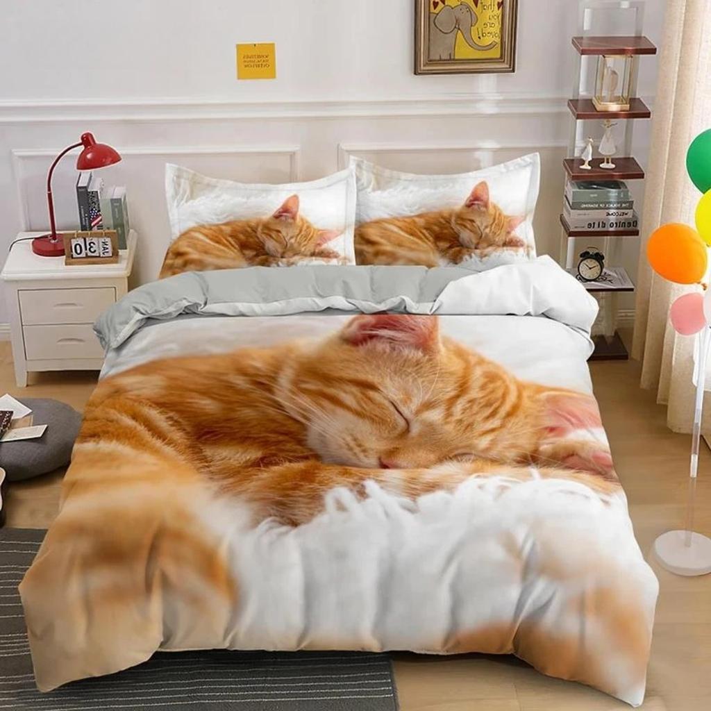 Kitty Pattern Quilt Cover Lovely Pet Cat Bedding Set Animal Printed Covers Pillowcase Single Double King Queen Size Duvet Cover