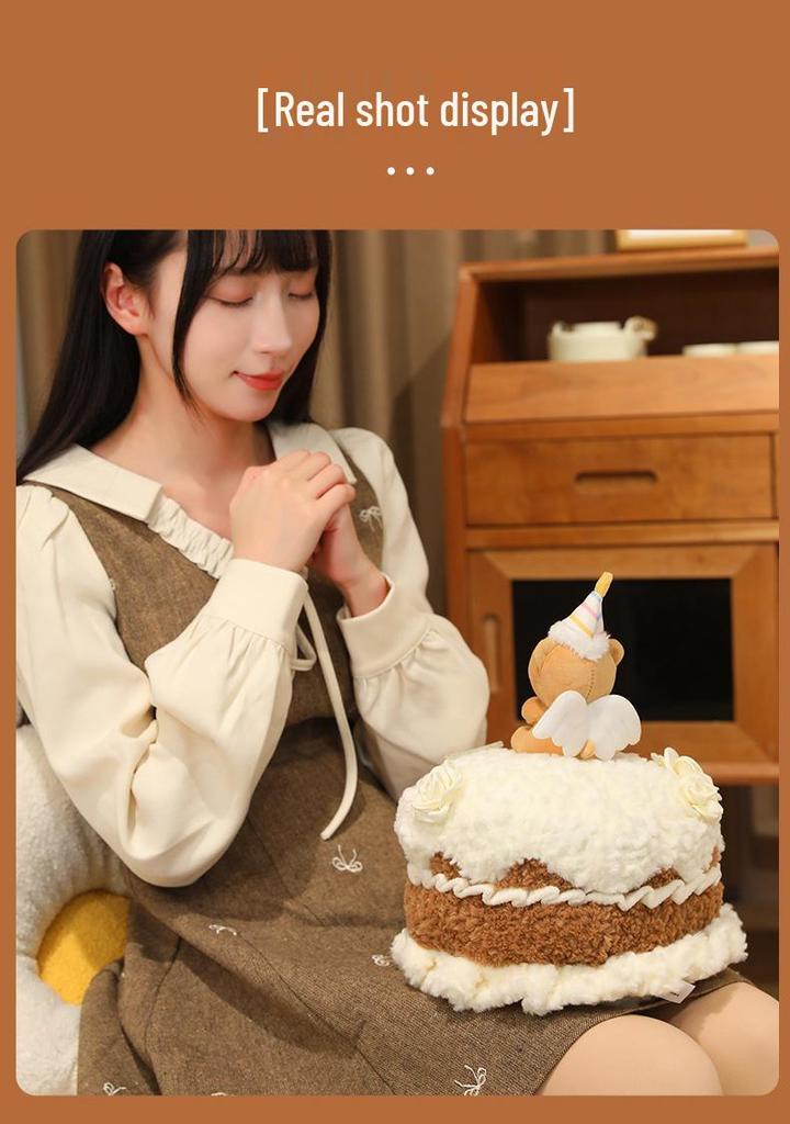 Cute Teddy Bear Doll Comfort Cushion with Scented Birthday Cake Candle