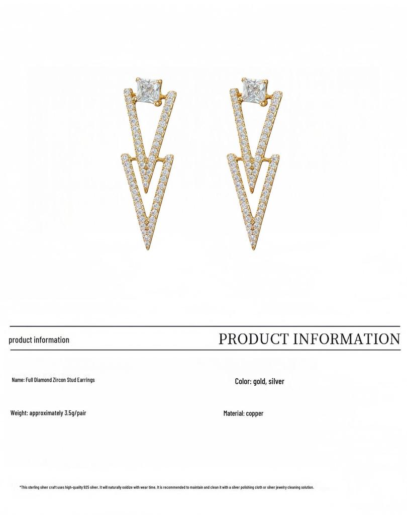 2025 High-End S925 Silver Stud Earrings with Zircon Inlay - Luxurious Versatile Design
