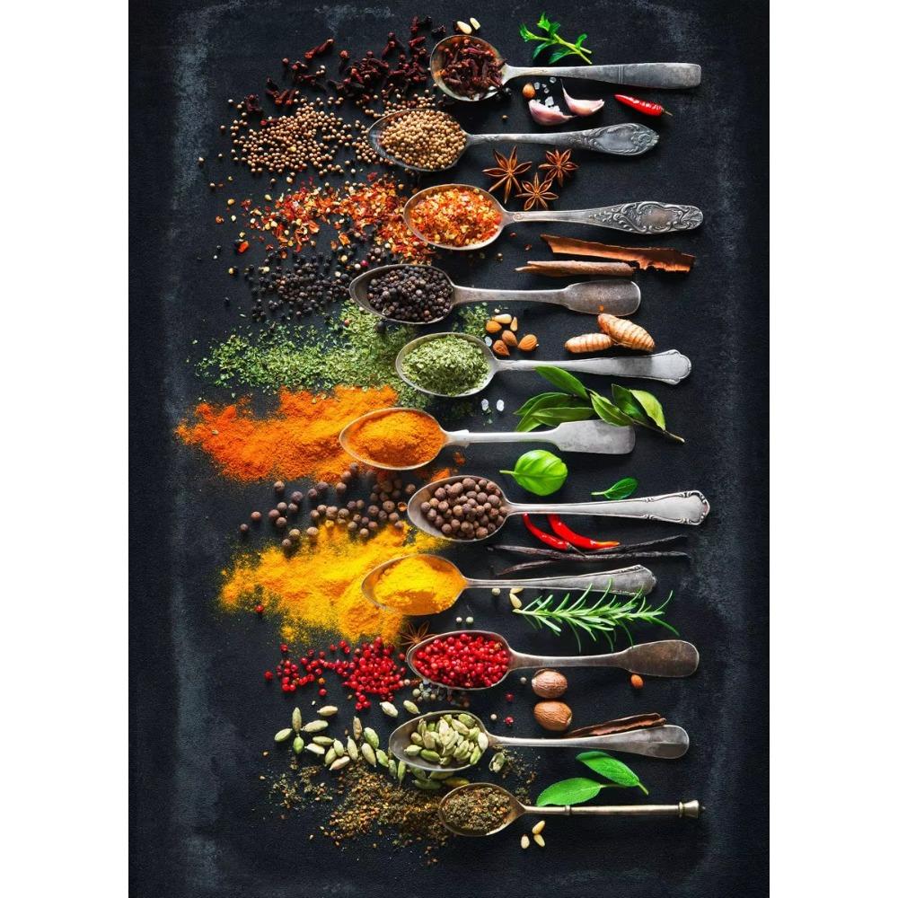 Modern Colorful Spices Chili Seasoning Spoon Posters and Prints Canvas Printing Wall Art Picture for Restaurant Kitchen