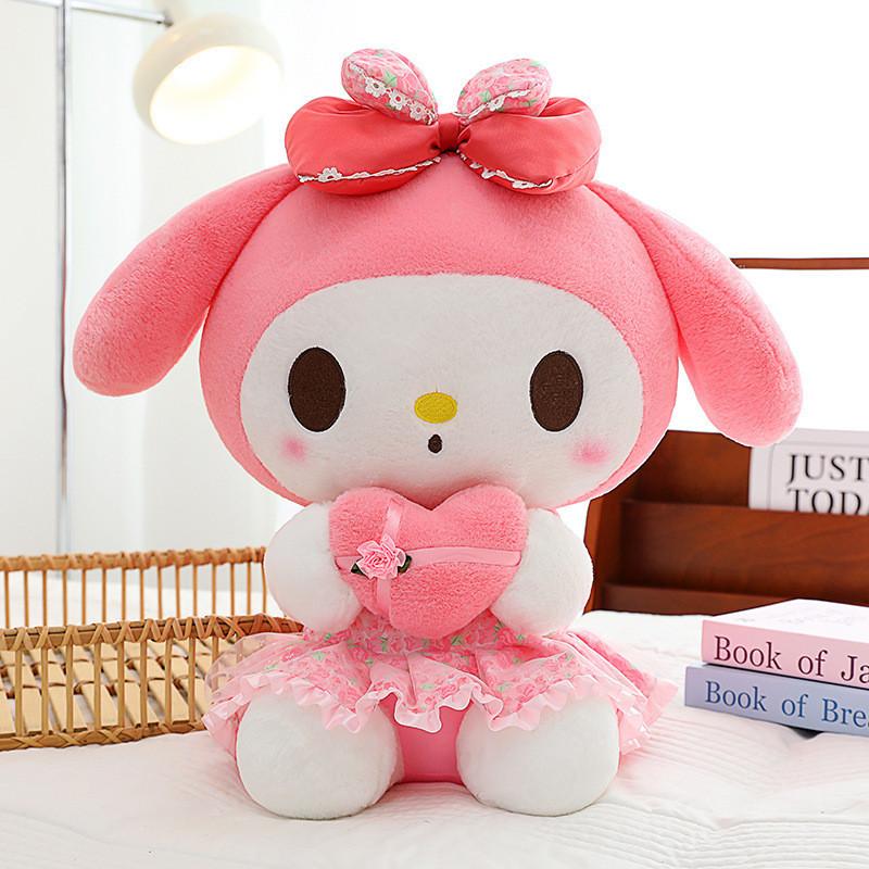Romantic Flower Sea Kuromi Doll Melody Plush Toy Large Stuffed Doll Birthday Gift