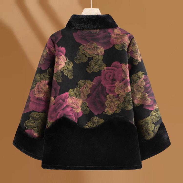 Middle-aged and Elderly Women's Fashionable Imitation Fur Coat Winter New Style Mother Thickened Plush Coat Grandma Top