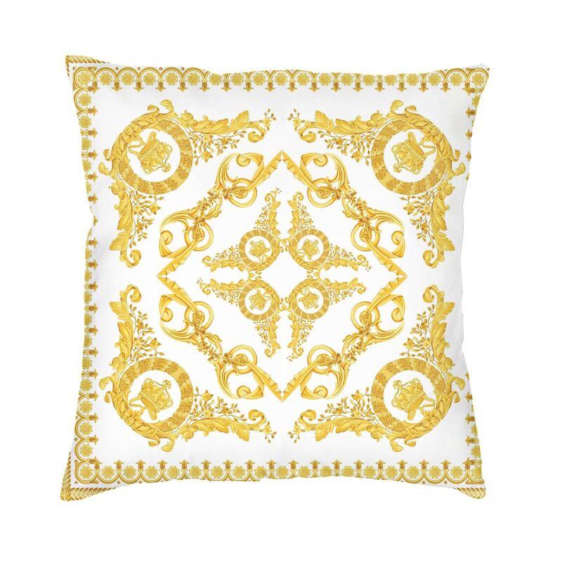 Hot Pink And Gold Baroque Floral Pattern Cushion Cover Sofa Home Decor Square Throw Pillow Case 45x45cm