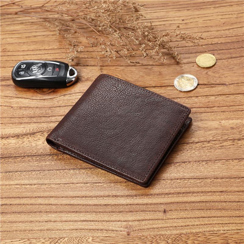 Men's Casual Vegetable-Tanned Leather Wallet – Multifunctional, Large Capacity, Short Coin Purse