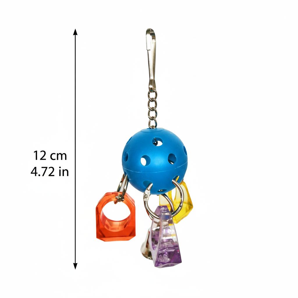Parrot Chew Toy with Acrylic Spinning Ball_Chain Bird Cage Hanging Toy with Hook for Small Medium Birds