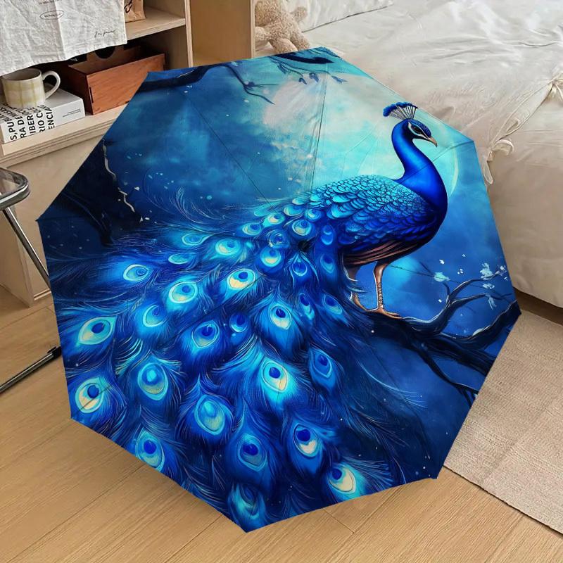 1pc Peacock Night Pattern Umbrella Design Automatic Opening and Closing Umbrella, High-quality Travel Umbrella,  c1128050