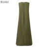 ZANZEA Women Casual Round Neck Print Loose Sleeveless Dress