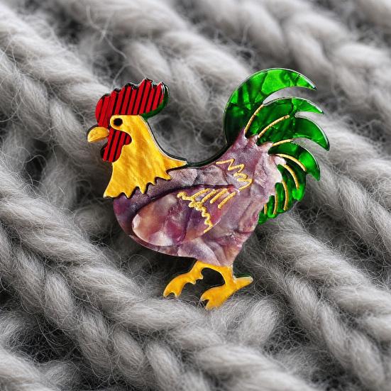 Chicken Rooster Brooch Pin, Acrylic Lightweight Farm Animal Jewelry, for Backpacks Hats Jackets Thanksgiving