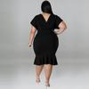 MY981 Plus Size Womens Dress V-Neck Sleeveless Bodycon Midi In Solid Color Knit Milk Silk Fabric Casual Party Wear