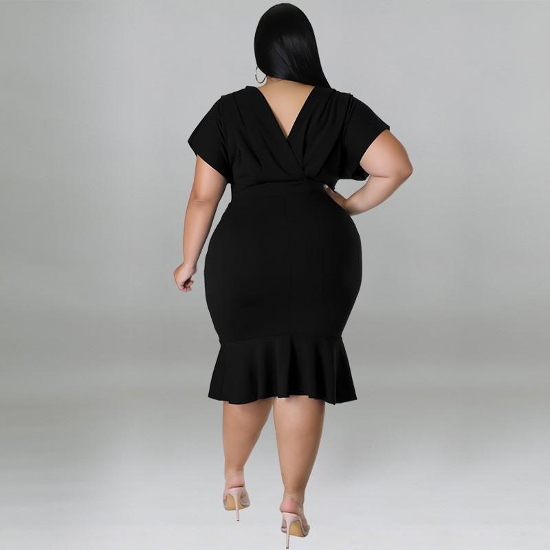 MY981 Plus Size Womens Dress V-Neck Sleeveless Bodycon Midi In Solid Color Knit Milk Silk Fabric Casual Party Wear