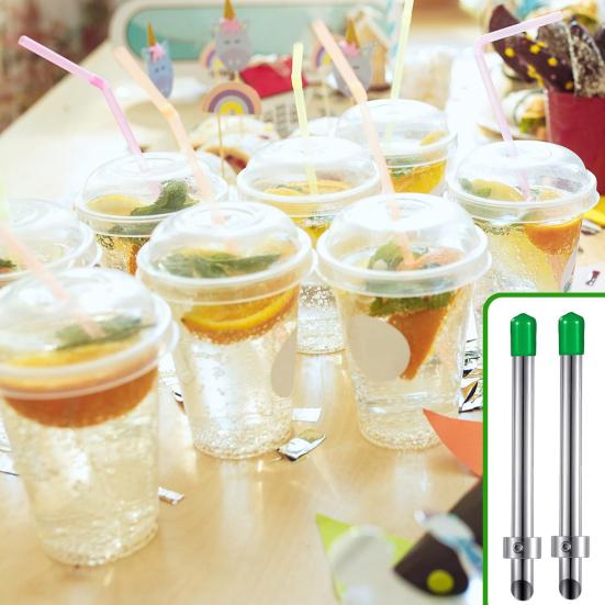 Stainless Steel Puncher for Plastic Lids Beverage Cup Lid Puncher Adjustable Depth Straw Hole Punch Tool for Lemonade Cups Takeout Lids