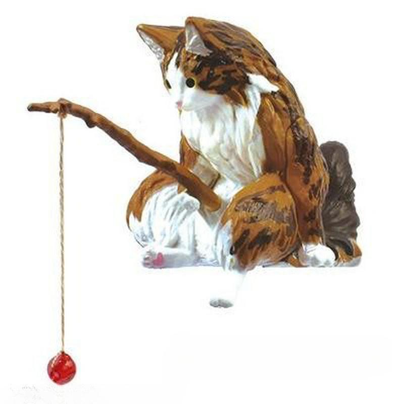 Fishing Cat Ornaments Aquarium Decoration Fish  Landscaping Cartoon Cat Statue Mini Resin Figurine Home Decorations