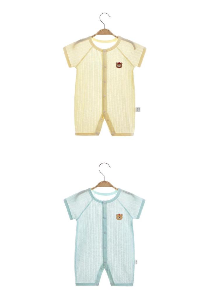 Baby Summer Short Sleeve Cotton Jumpsuit - Newborn Lightweight Pajamas Class A Air-Conditioned Crawler Outfit